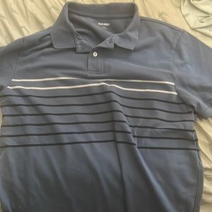 Old navy shirt blue with white stripes.